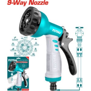 pistola manguera 9 chorros plastica total 14886