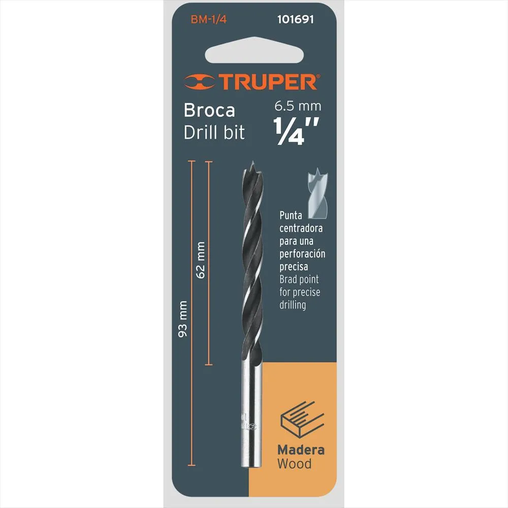 broca madera 1/4 truper broca madera 1/4 truper