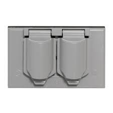 toma lujo gris doble con tapa (6971580772769)