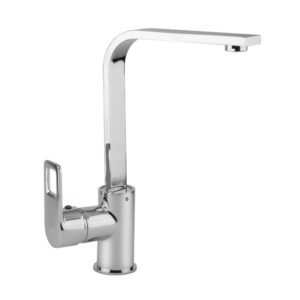 llave monocontrol en bronce cuello alto tipo cobra base redonda, manija alta plana ref (fd 7711c)