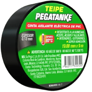 cinta aislante pegatanke 19.05mmx 9mts negra