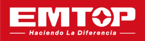 logotipo emtop blanco rojo